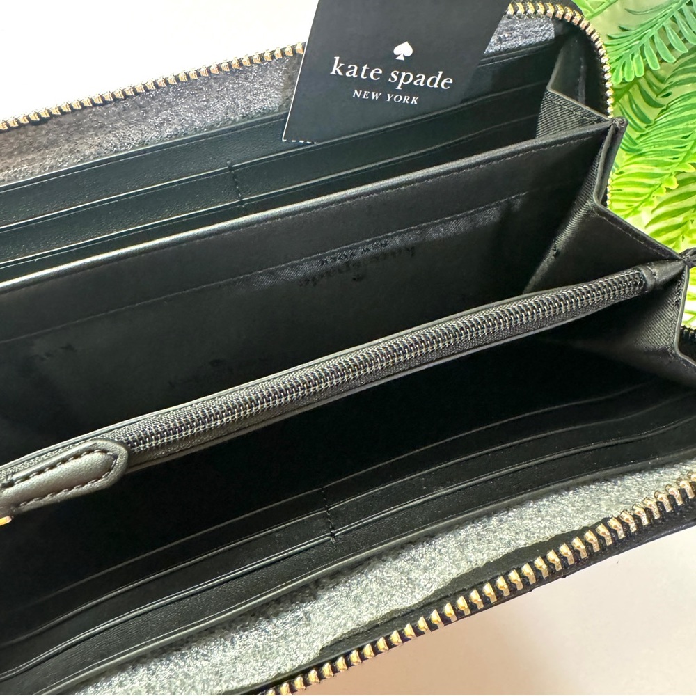 Kate Spade Quilted Black Leather Zip Around Wallet NWT - Picture 15 of 16